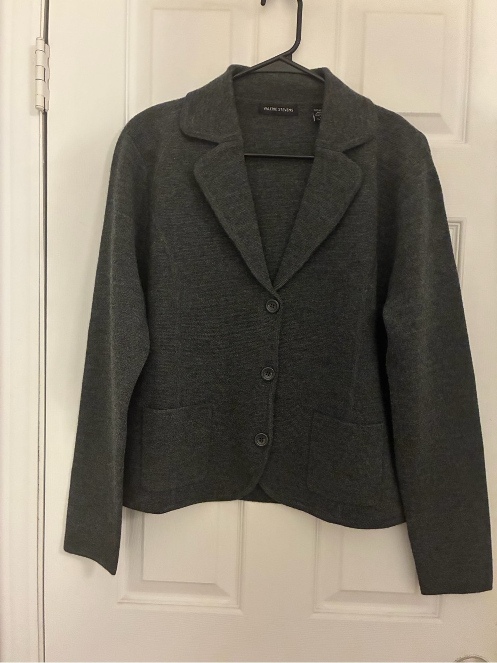 Valerie Stevens Charcoal Gray Knit Blazer Jacket